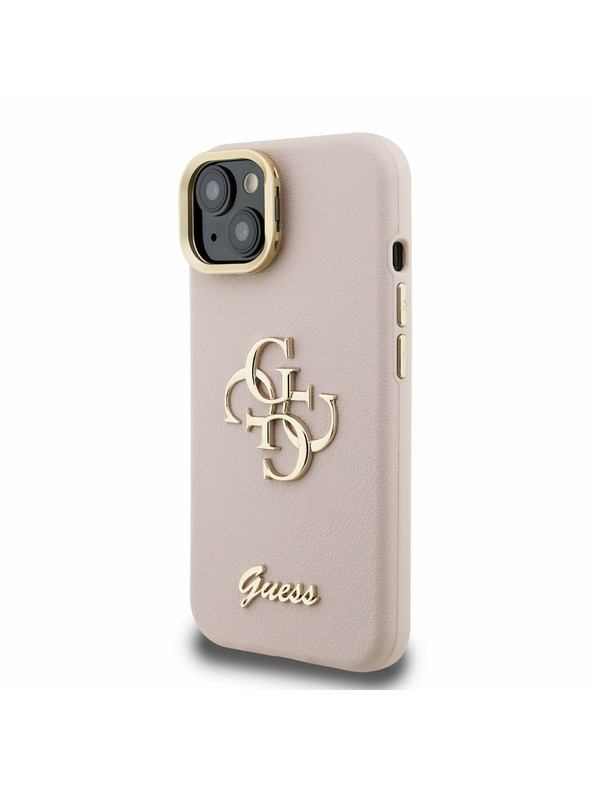 Guess Guess PU Mintás 4G Logó Állvány Kamera Keret Hátlap iPhone 15 Pink