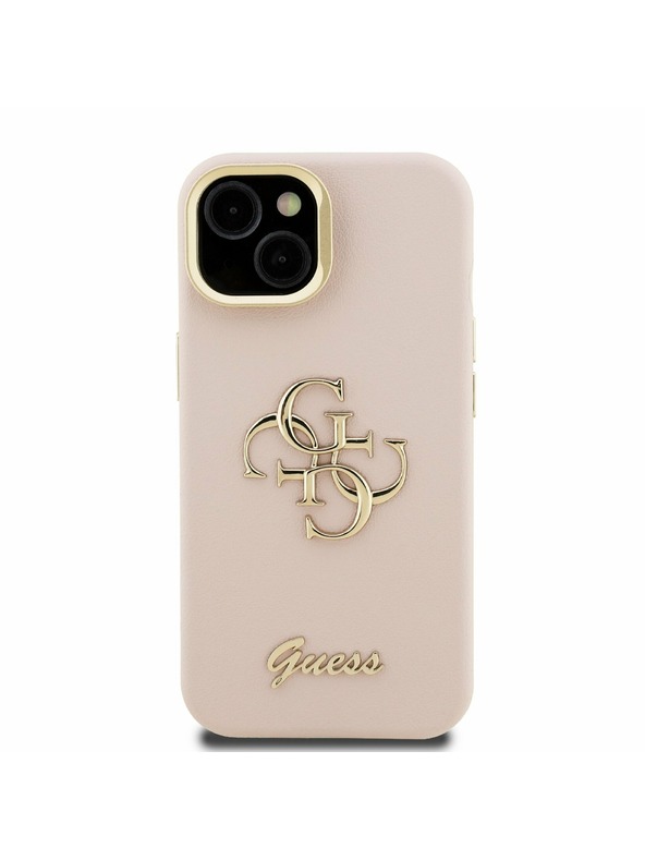 Guess Guess PU Mintás 4G Logó Állvány Kamera Keret Hátlap iPhone 15 Pink