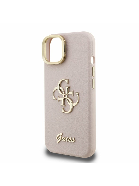 Guess Guess PU Mintás 4G Logó Állvány Kamera Keret Hátlap iPhone 15 Pink
