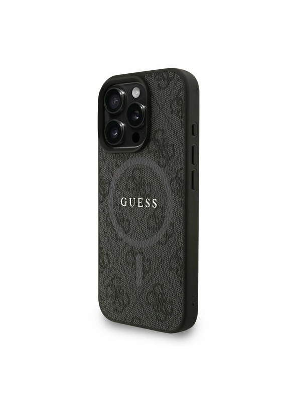 Guess Guess PU Bőr 4G Színes Gyűrűs Szíj MagSafe Hátlap iPhone 16 Pro Black