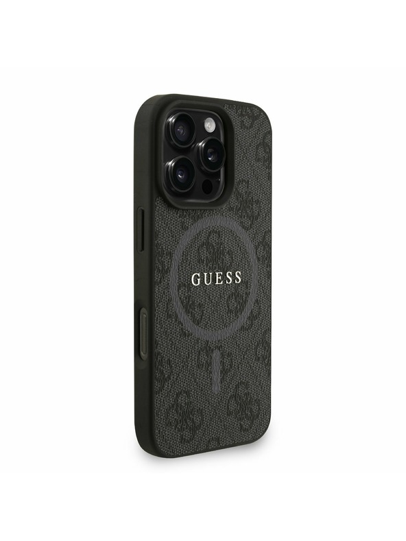 Guess Guess PU Bőr 4G Színes Gyűrűs Szíj MagSafe Hátlap iPhone 16 Pro Black