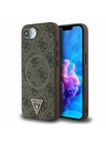 Guess Guess PU 4G Strassz Háromszög Metal Logo Hátlap iPhone 16e Barna