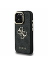 Guess Guess PU 4G Metal Logo Állvány Kamera Keret Hátlap iPhone 16 Pro Max Black