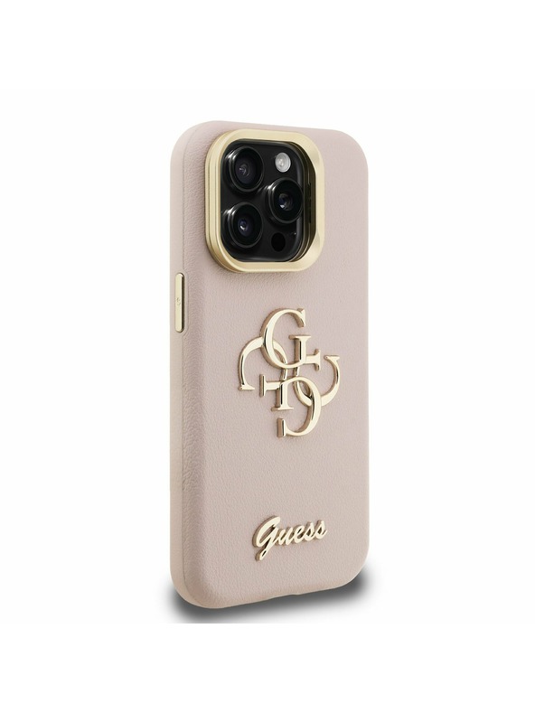 Guess Guess PU Mintás 4G Logó Állvány Kamera Keret Hátlap iPhone 15 Pro Pink