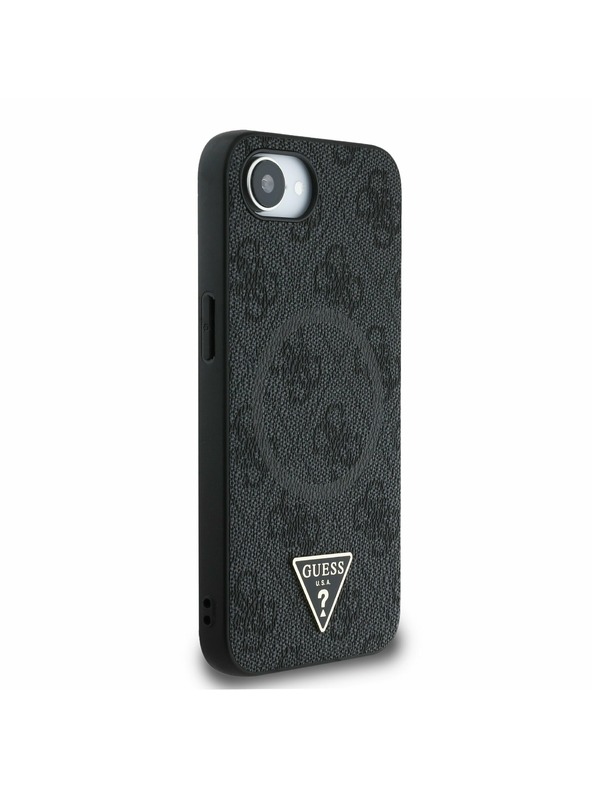 Guess Guess PU 4G Strassz Háromszög Metal Logo Hátlap iPhone 16e Black