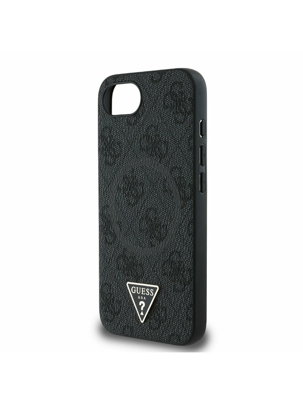 Guess Guess PU 4G Strassz Háromszög Metal Logo Hátlap iPhone 16e Black