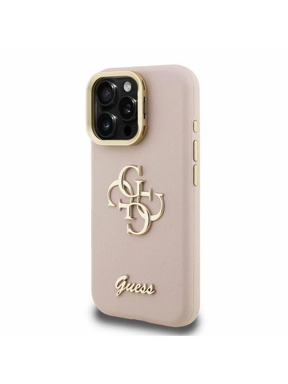 Guess Guess PU Mintás 4G Logó Állvány Kamera Keret Hátlap iPhone 16 Pro Max Pink