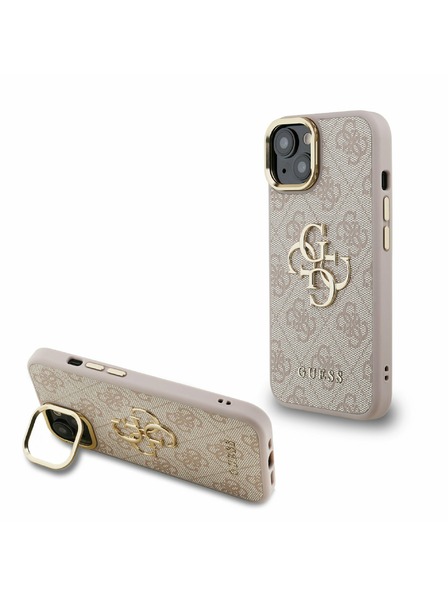 Guess Guess PU 4G Metal Logo Állvány Kamera Keret Hátlap iPhone 13 Pink
