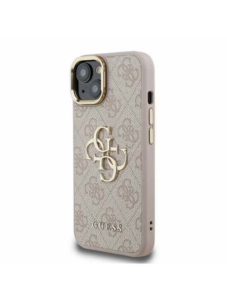 Guess Guess PU 4G Metal Logo Állvány Kamera Keret Hátlap iPhone 13 Pink