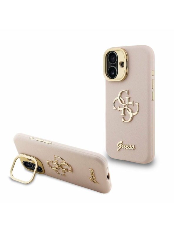 Guess Guess PU Mintás 4G Logó Állvány Kamera Keret Hátlap iPhone 16 Pink