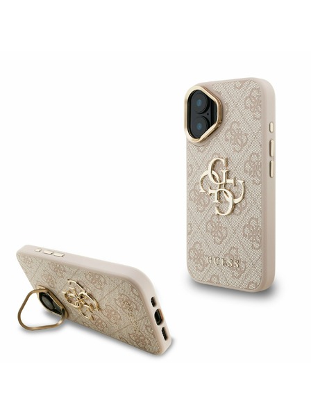 Guess Guess PU 4G Metal Logo Állvány Kamera Keret Hátlap iPhone 16 Pink