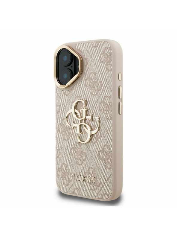 Guess Guess PU 4G Metal Logo Állvány Kamera Keret Hátlap iPhone 16 Pink