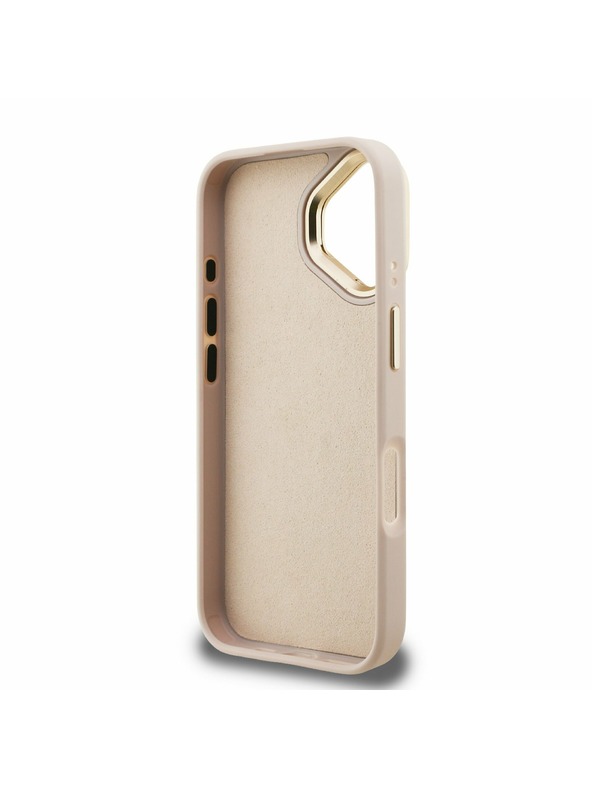 Guess Guess PU 4G Metal Logo Állvány Kamera Keret Hátlap iPhone 16 Pink