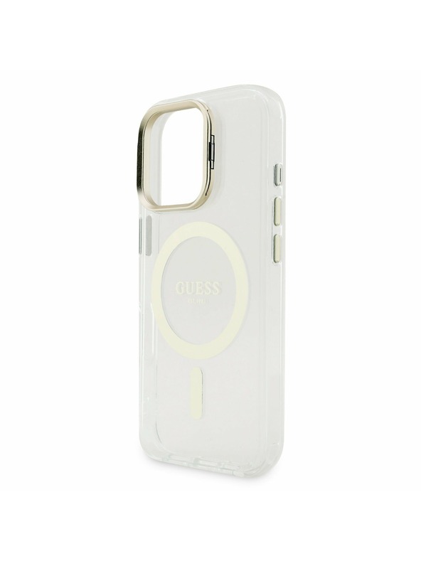 Guess Guess PC/TPU Elektroplatált Állvány Kamera Keret MagSafe Hátlap Cserélhető Háttérrel iPhone 16 Pro