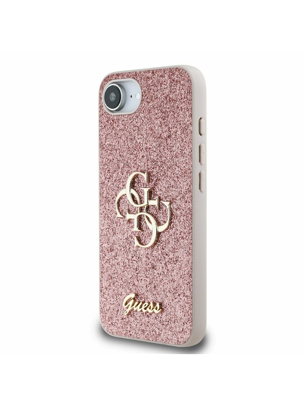 Guess Guess PU Fixed Glitter 4G Metal Logo Hátlap iPhone 16e Pink