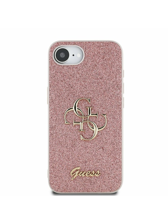 Guess Guess PU Fixed Glitter 4G Metal Logo Hátlap iPhone 16e Pink
