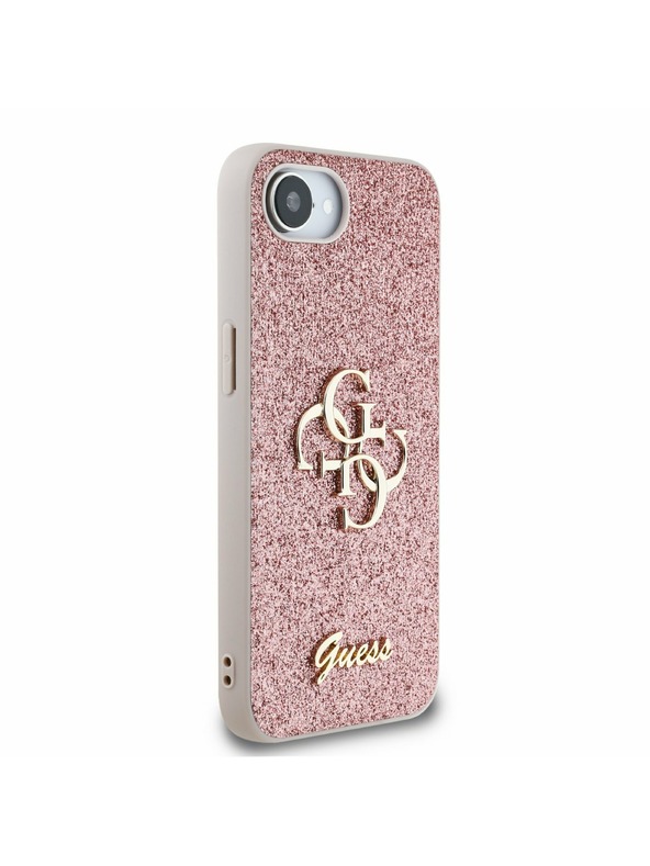 Guess Guess PU Fixed Glitter 4G Metal Logo Hátlap iPhone 16e Pink