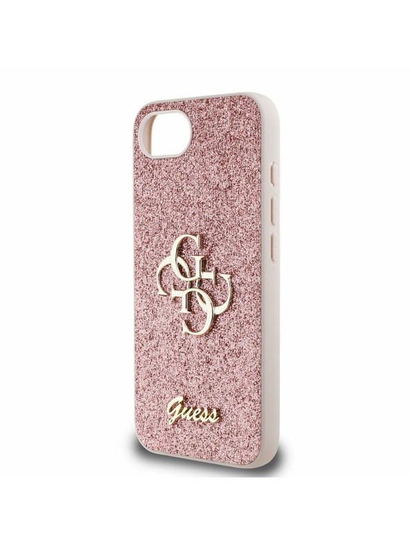 Guess Guess PU Fixed Glitter 4G Metal Logo Hátlap iPhone 16e Pink