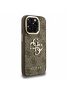 Guess Guess PU 4G Fém Logo Stand Kamera Keret Hátlap iPhone 15 Pro-hoz Barna