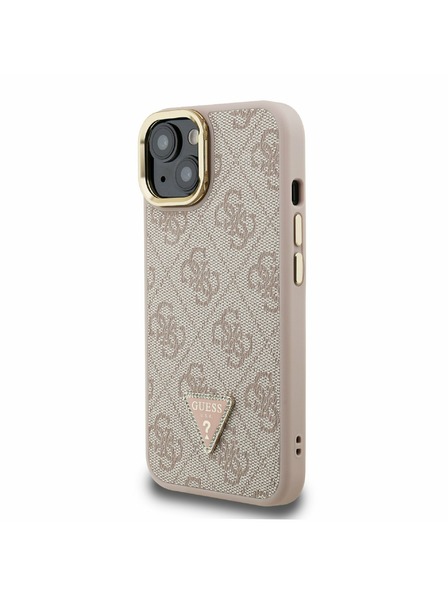 Guess Guess PU 4G Strass Háromszög Logo Stand Kamera Keret MagSafe Hátlap iPhone 13-hoz Rózsaszín