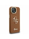 Guess Guess PU Grained 4G Logo Stand Kamera Keret Hátlap iPhone 14-hez Barna