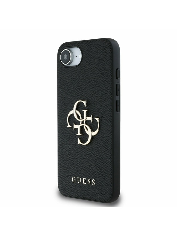 Guess Guess PU Grained 4G Fém Logo Hátlap iPhone 16e-hez Fekete