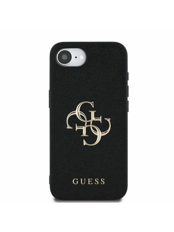 Guess Guess PU Grained 4G Fém Logo Hátlap iPhone 16e-hez Fekete