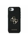 Guess Guess PU Grained 4G Fém Logo Hátlap iPhone 16e-hez Fekete
