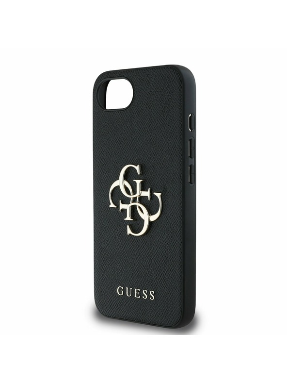 Guess Guess PU Grained 4G Fém Logo Hátlap iPhone 16e-hez Fekete