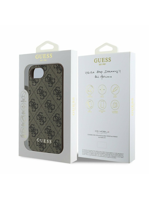 Guess Guess 4G Charm Hátlap iPhone 16e-hez Tónus a Tónusban Barna