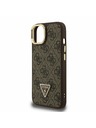 Guess Guess PU 4G Strass Háromszög Logo Stand Kamera Keret MagSafe Hátlap iPhone 13-hoz Barna