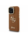 Guess Guess PU Grained 4G Logo Stand Kamera Keret Hátlap iPhone 15 Pro Max-hoz Barna