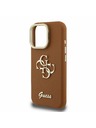 Guess Guess PU Grained 4G Logo Stand Kamera Keret Hátlap iPhone 15 Pro Max-hoz Barna