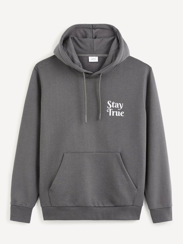 Celio Szürke férfi kapucnis pulóver Celio