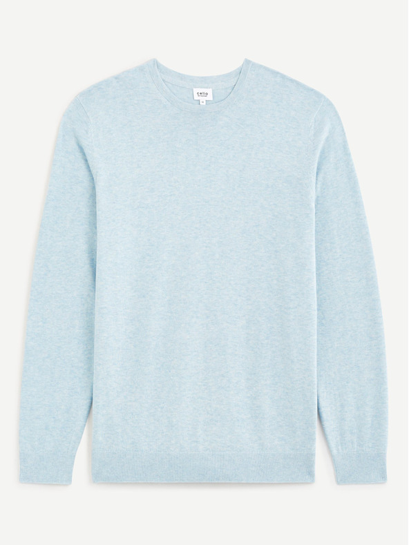 Celio Világoskék férfi pamut alap pulóver Celio Decoton