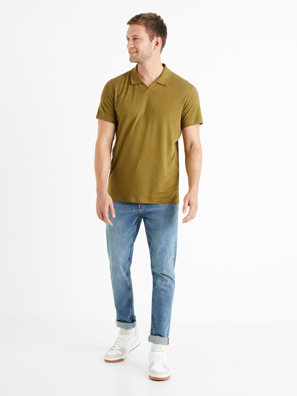 Celio Khaki színű férfi alap pólóing Celio Deolive