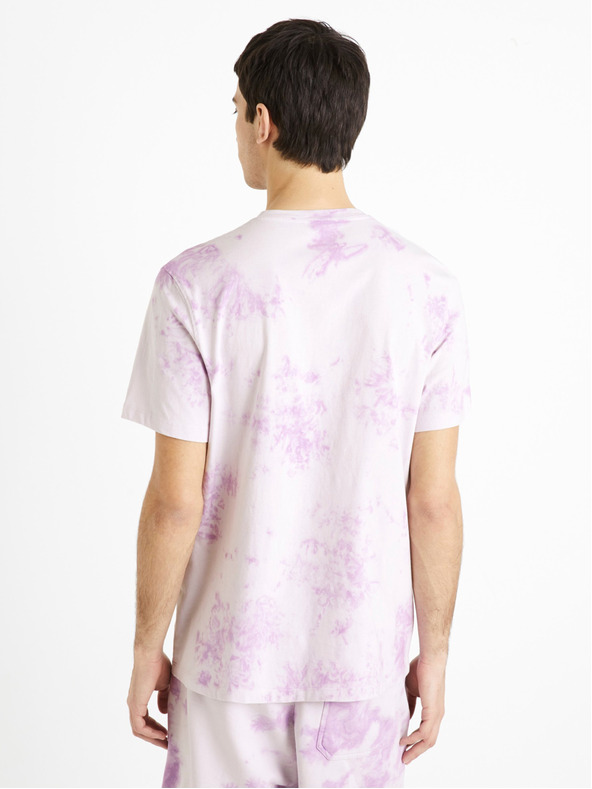 Celio Világoslila férfi batikolt póló Celio Dengame