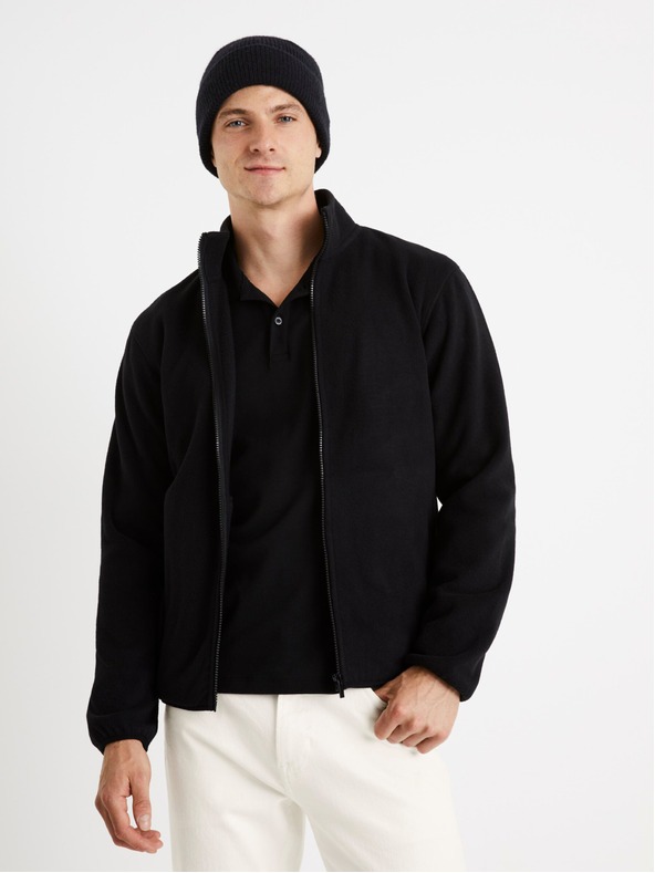 Celio Fekete férfi fleece kapucnis pulóver Celio Cepolaire