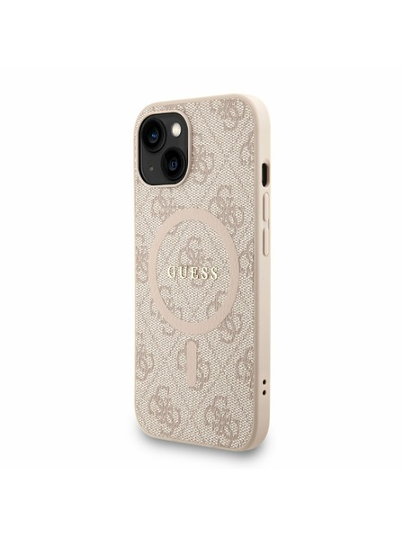 Guess Guess PU Bőr 4G Színes Gyűrű Szíj MagSafe Hátlap iPhone 14-hez Rózsaszín