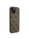 Guess Guess PU Bőr 4G Színes Gyűrű Szíj MagSafe Hátlap iPhone 15-höz Barna