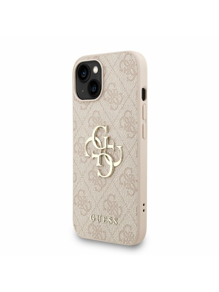 Guess Guess PU 4G Fém Logo Szíj Hátlap iPhone 15-höz Rózsaszín