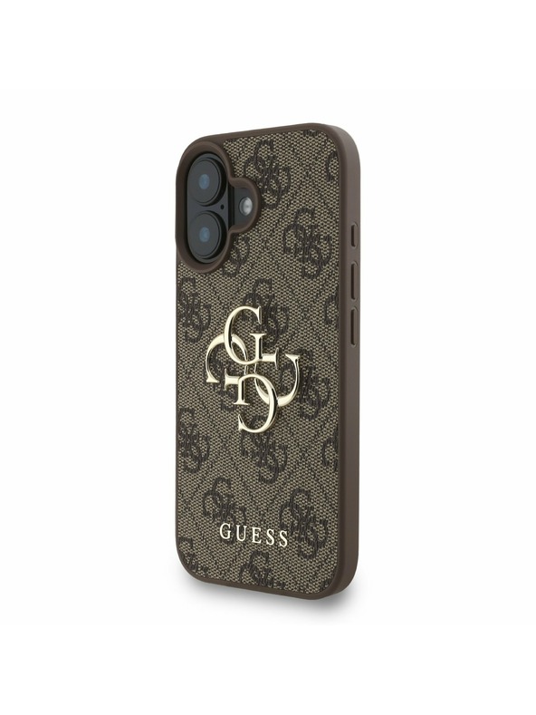 Guess Guess PU 4G Fém Logo Szíj Hátlap iPhone 16-hoz Barna