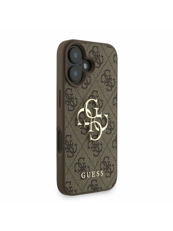 Guess Guess PU 4G Fém Logo Szíj Hátlap iPhone 16-hoz Barna