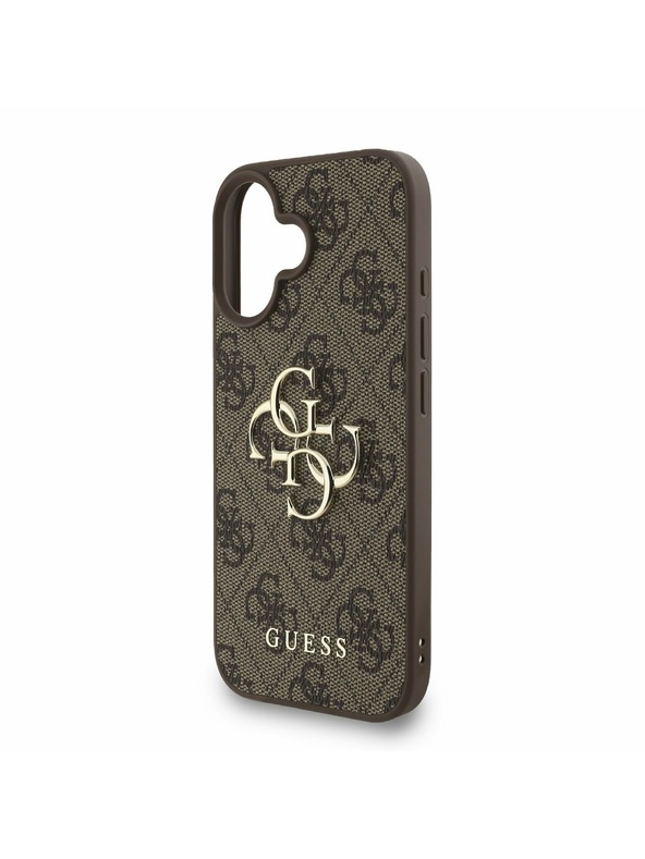Guess Guess PU 4G Fém Logo Szíj Hátlap iPhone 16-hoz Barna
