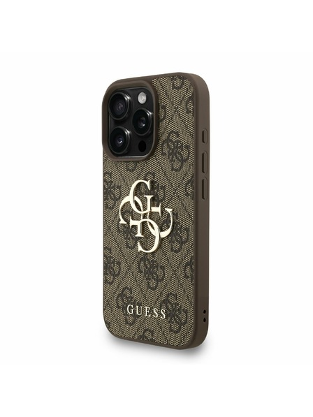 Guess Guess PU 4G Fém Logo Szíj Hátlap iPhone 16 Pro-hoz Barna