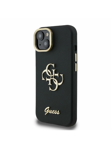 Guess Guess PU Érdes 4G Logo Álló Kamera Keret Hátlap iPhone 13-hoz Fekete