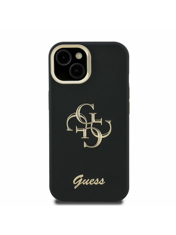 Guess Guess PU Érdes 4G Logo Álló Kamera Keret Hátlap iPhone 13-hoz Fekete
