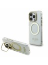 Guess Guess IML Gold Outline Stand Camera Frame MagSafe Hátlap iPhone 15 Pro-hoz Átlátszó