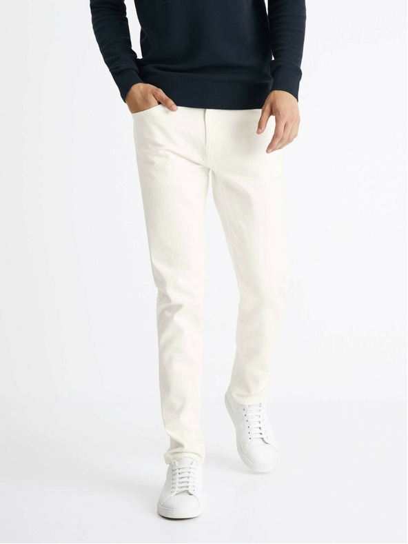 Celio Krémszínű férfi slim fit farmer Celio Coslim4