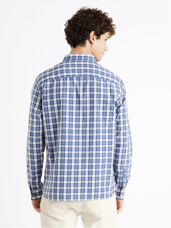 Celio Fehér és kék férfi kockás póló Celio Dawayne